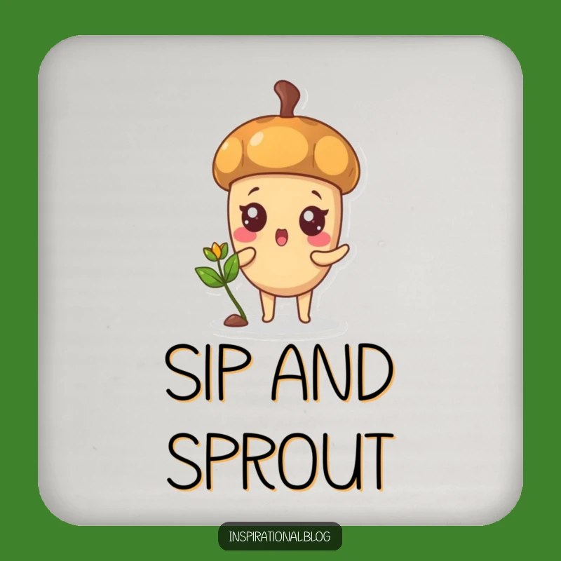 Funny Acorn Sprout Coaster: Protect Surfaces from Growth