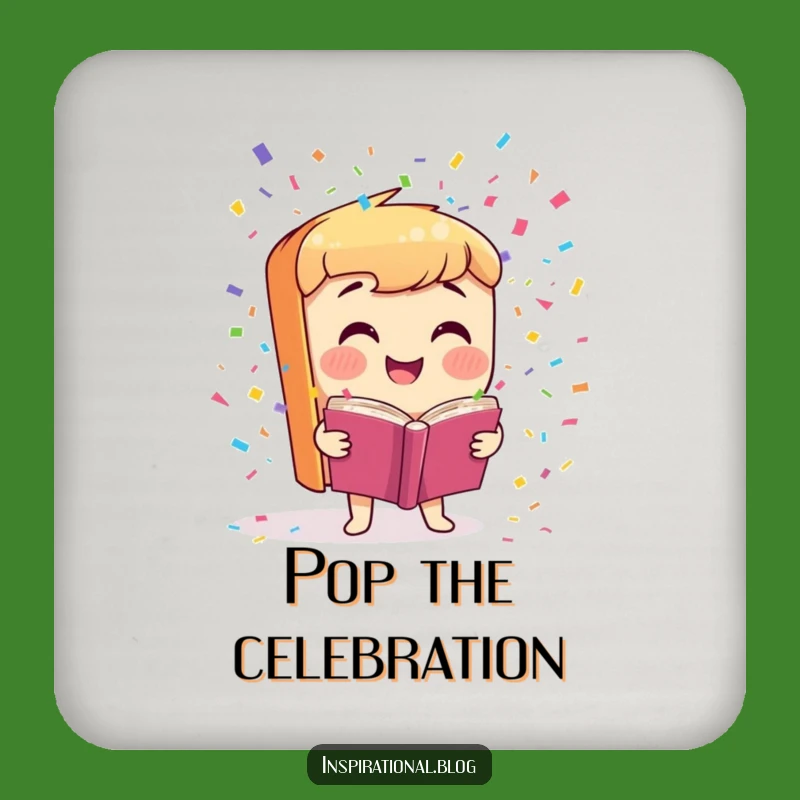 Funny Book Character Coasters: Protect Surfaces with Confetti Fun