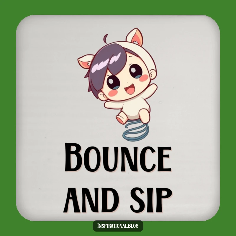 Funny Bouncing Character Coaster Set: Protect Surfaces with Spring Rider Excitement