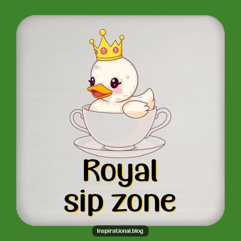 Funny Crown Duck Teacup Coaster: Protect with Royal Charm