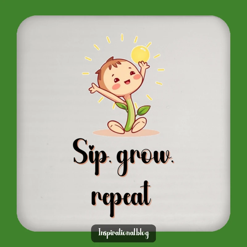 Funny Happy Seedling Coaster: Protect Surfaces with Sunshine, Cute Funny Gift!