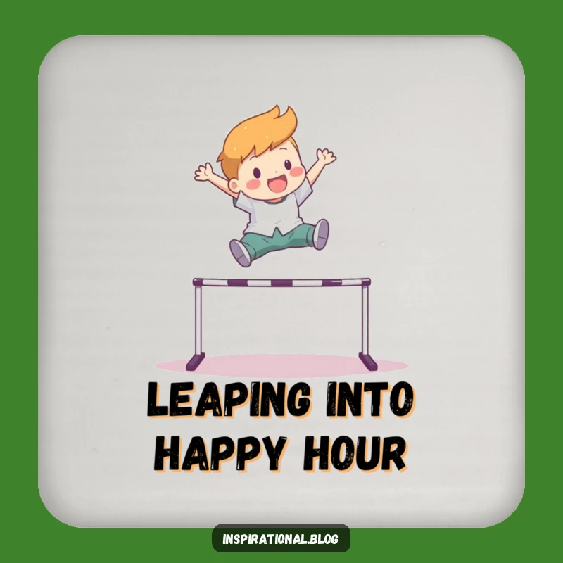 Funny Hurdle Leaper Coaster - Protect Surfaces with Energetic Style!