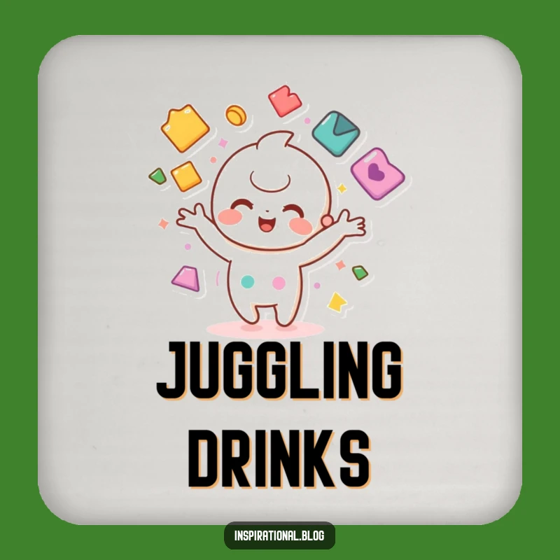 Funny Kawaii Juggling Coaster - Colorful Shapes Drink Protector, Perfect Funny Gift