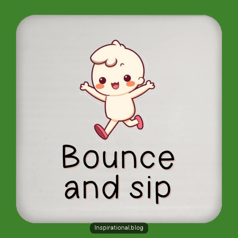 Funny Kawaii Skipping Coaster - Bouncy Step Drink Protector, Perfect Funny Gift