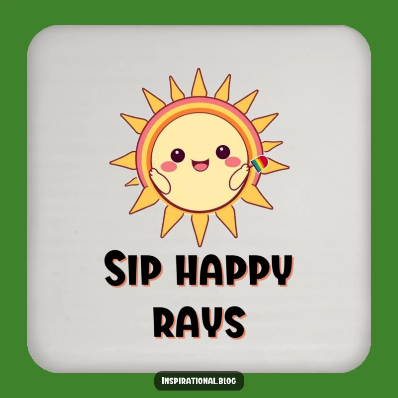 Funny Kawaii Sun Smile Coasters: Protect Surfaces, Adorable Funny Gift!
