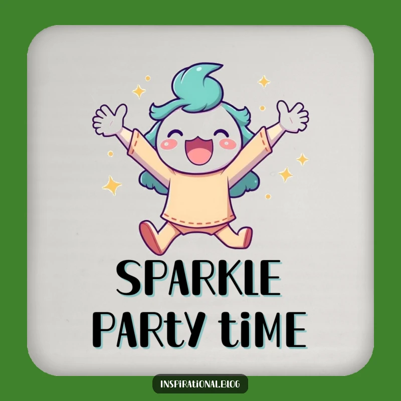 Funny Sparkle Leap Drink Coaster: Add a Pop of Joy to Your Table