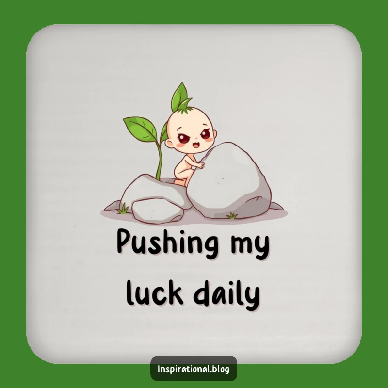 Funny Sprout Pushing Rock Coaster - Protect Surfaces With Humor