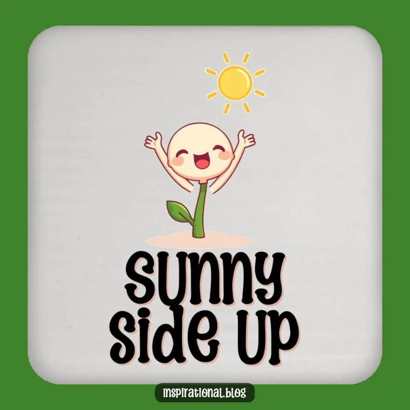 Funny Sprout Sun Reach Coaster: Protect Surfaces with Sunshine - Cute Gift