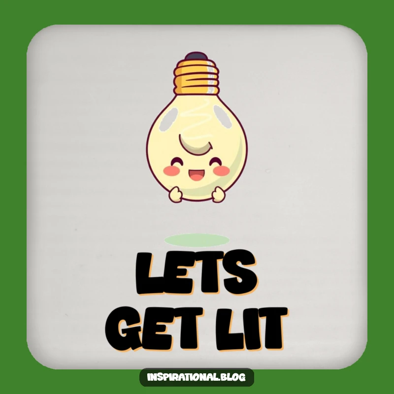 Funny Lightbulb Idea Drink Coaster - Character Peeking From Smiling Lightbulb