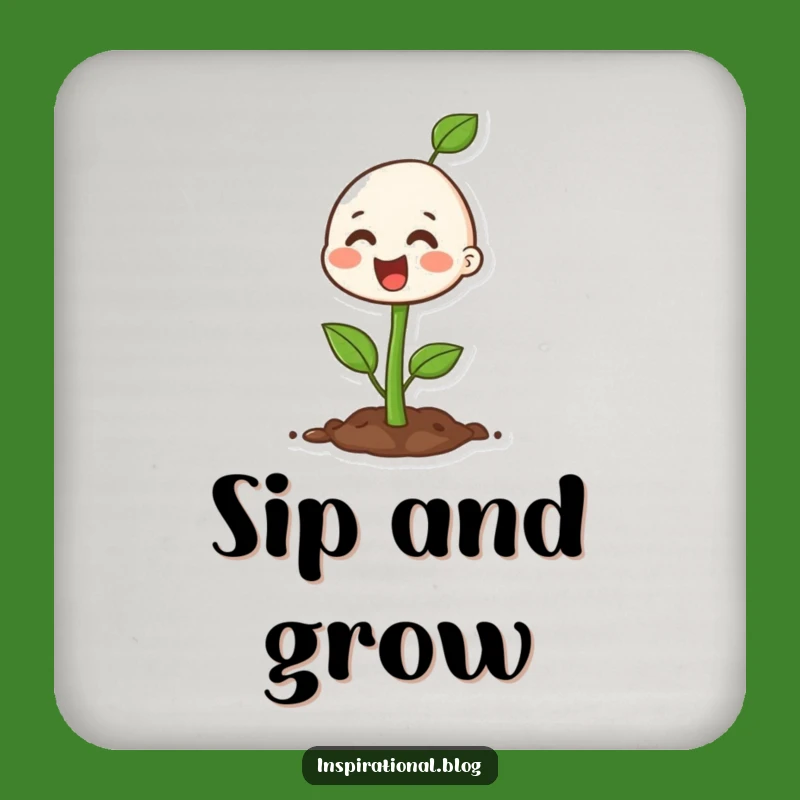 Funny Happy Seedling Coaster - Protect Surfaces with Growth Art Gift