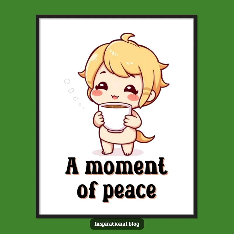 Funny Tea Time Poster: Cheerful Character's Cozy Invitation Art