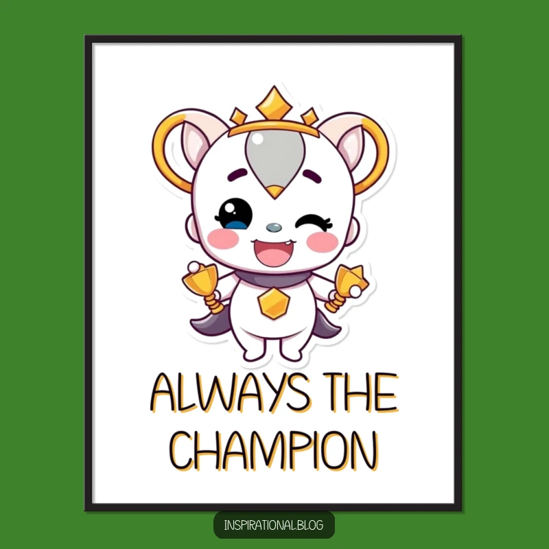 Funny Trophy Poster: Display Proud Humor with This Beaming Character Art.