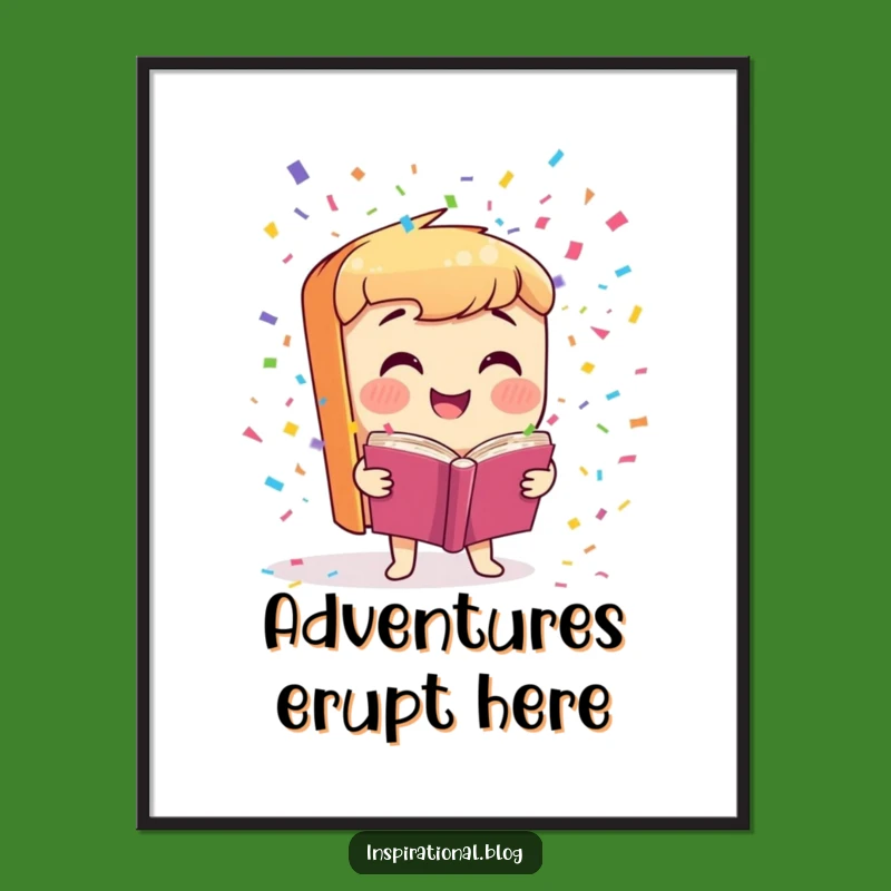 Funny Book Character Poster: Vibrant Confetti Celebration Wall Art