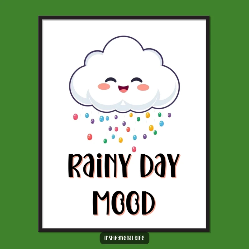 Funny Cheerful Rain Cloud Poster: Giggle Drops of Joy, Perfect Wall Art Gift!
