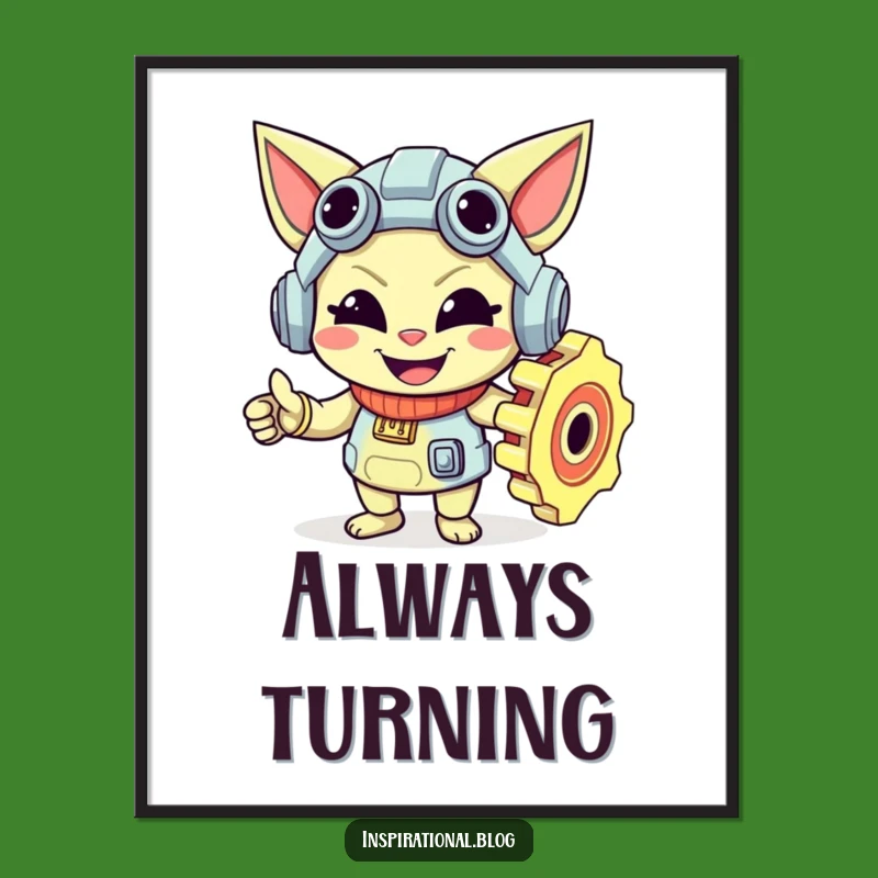 Funny Gear Character Poster: Mechanical Smiles, Framable Funny Gift!