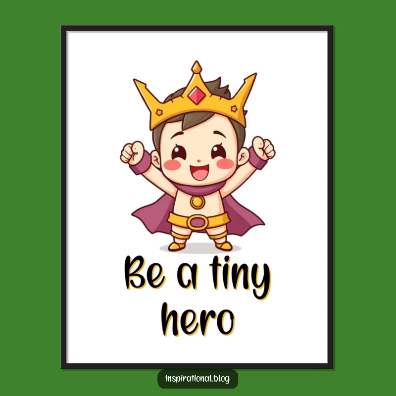 Funny Hero Poster: Tiny Triumph Wall Art for Motivation