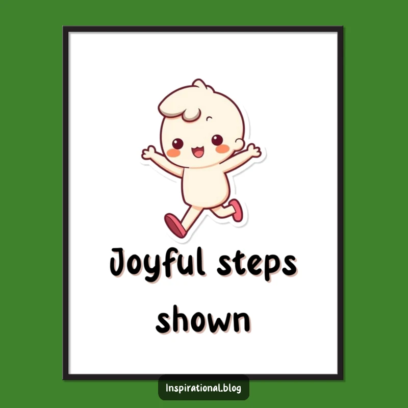 Funny Kawaii Skipping Poster - Bouncy Step Wall Art, Perfect Funny Gift