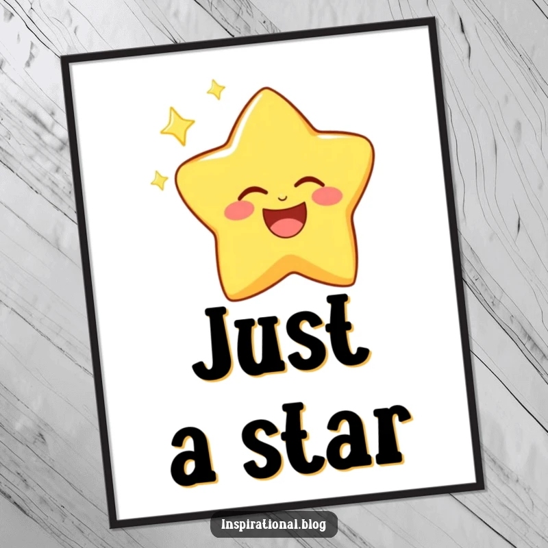 Funny poster showcasing a laughing star character emitting brilliant light and a joyful, twinkling shimmer.