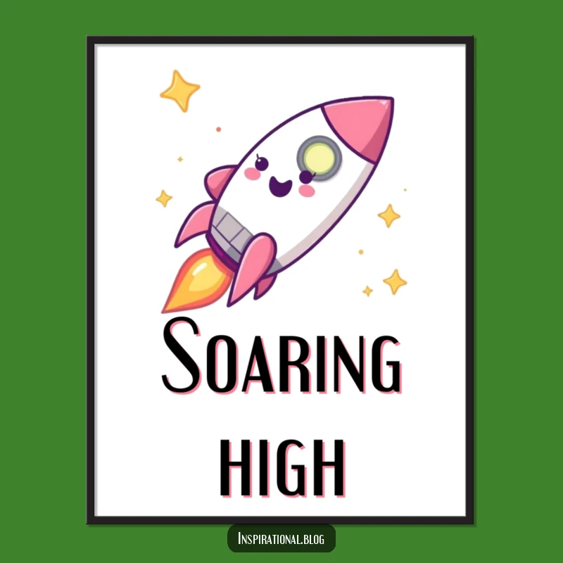 Funny Rocket Ship Poster - Exciting Space Art Print Gift