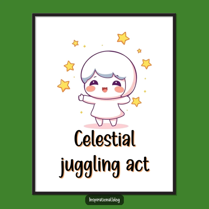 Funny Star Juggling Character Poster: Bring Cosmic Cheer to Your Walls