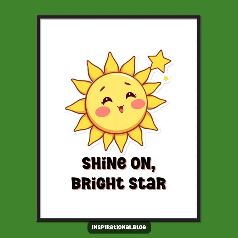 Funny Sun Shooting Star Poster - Whimsical Celestial Art for Wall Decor