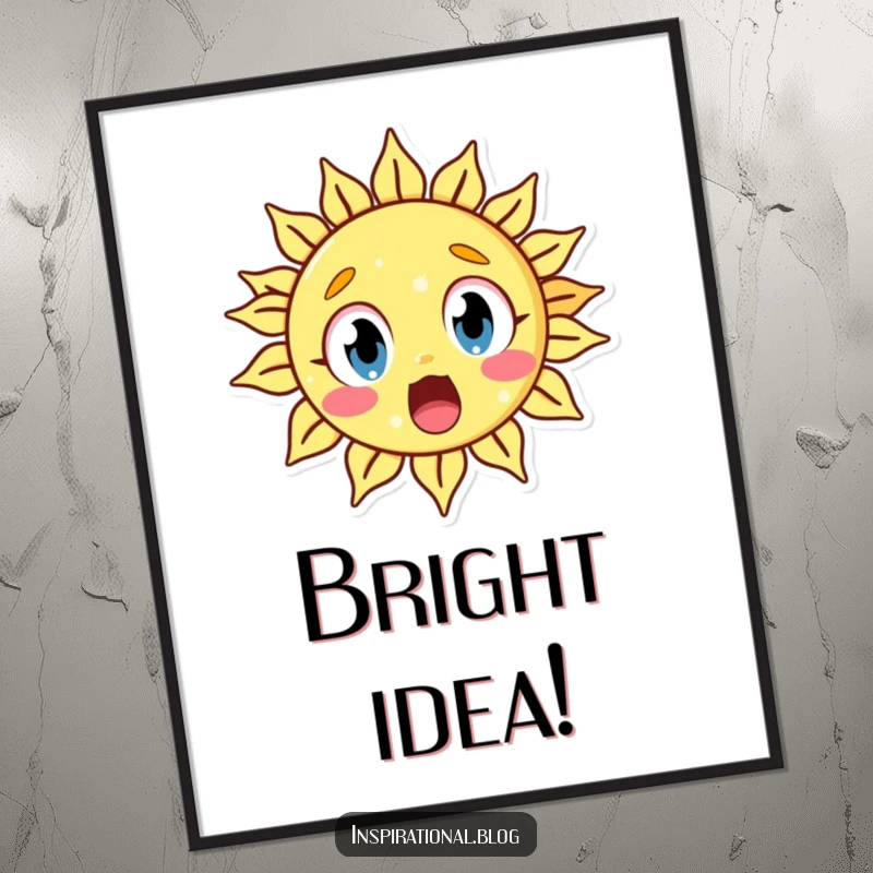 Funny poster art of a surprised sun character with wide eyes, bringing a comical expression of astonishment to walls.