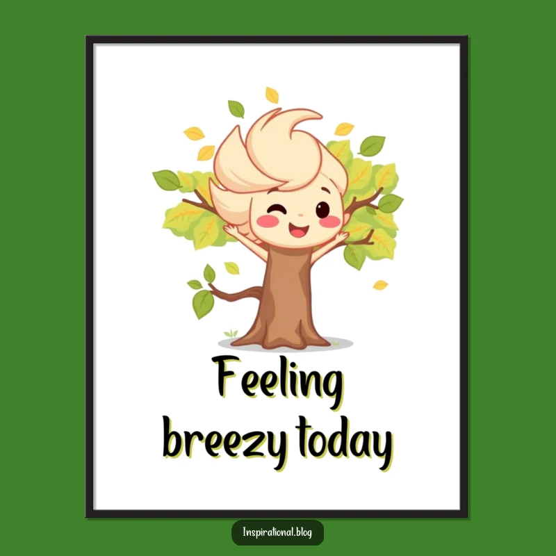Funny Wind Gust Tree Poster - Delightful Autumn Wall Art Gift