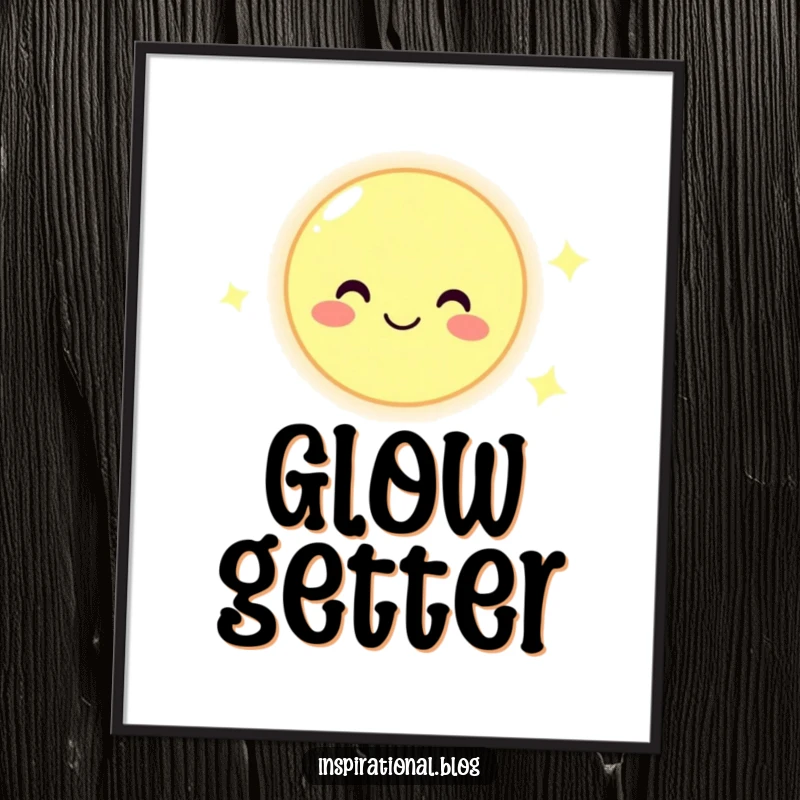 Funny poster art of a smiling moon character shining brightly, exuding celestial cheer and positive energy on walls.