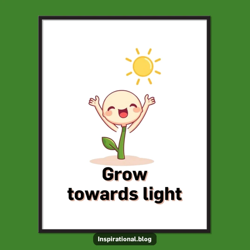 Funny Sprout Sun Reach Poster: Cheerful Wall Art - Hilarious Decor Gift