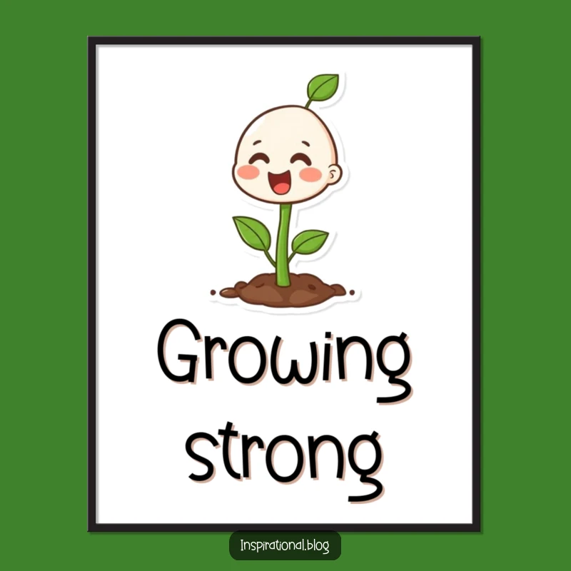 Funny Happy Seedling Poster - Vibrant Growth Art Print Gift