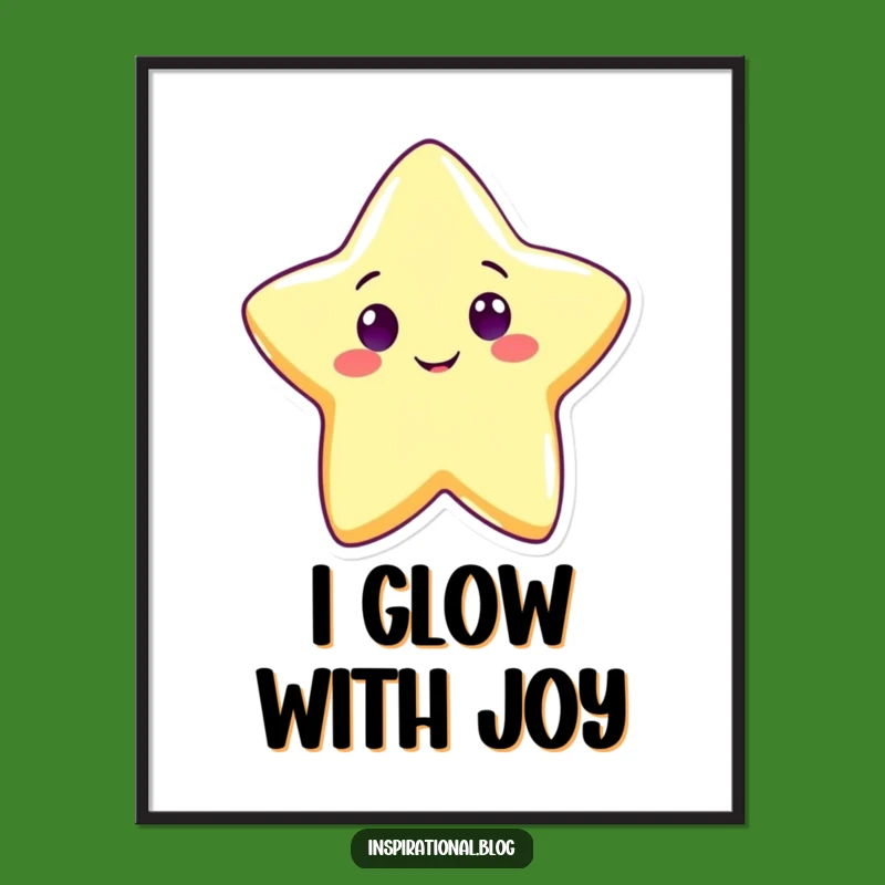 Funny Cute Star Poster: Bright Shining Character Art Print, Hilarious Decor Gift