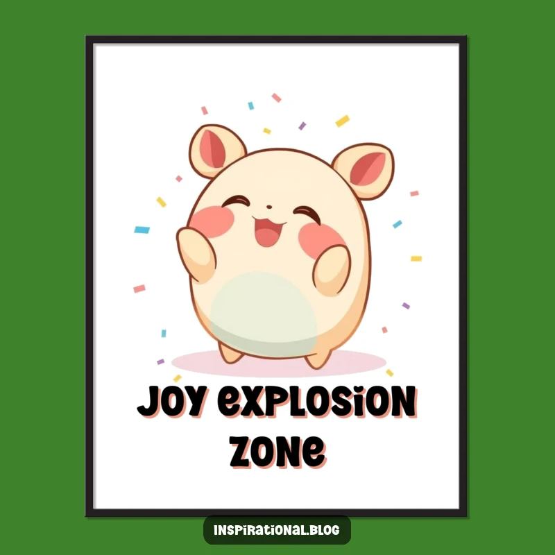 Funny Confetti Giggler Poster: Wall Art of a Round Creature's Giggling Celebration Delight