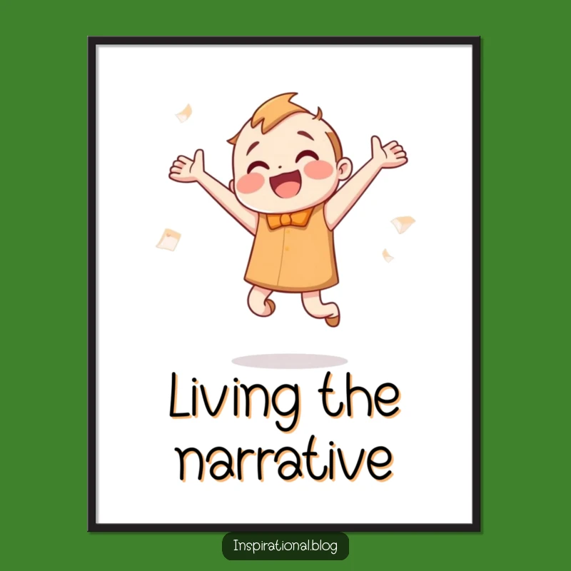 Funny Bookworm Jumping Poster: Wall Art of a Character's Enthusiastic Page-Fluttering Leap