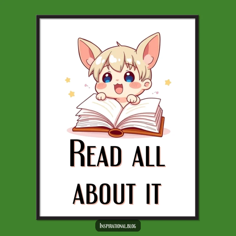 Funny Book Character Poster: Fluttering Pages of Joy, Framable Funny Gift!