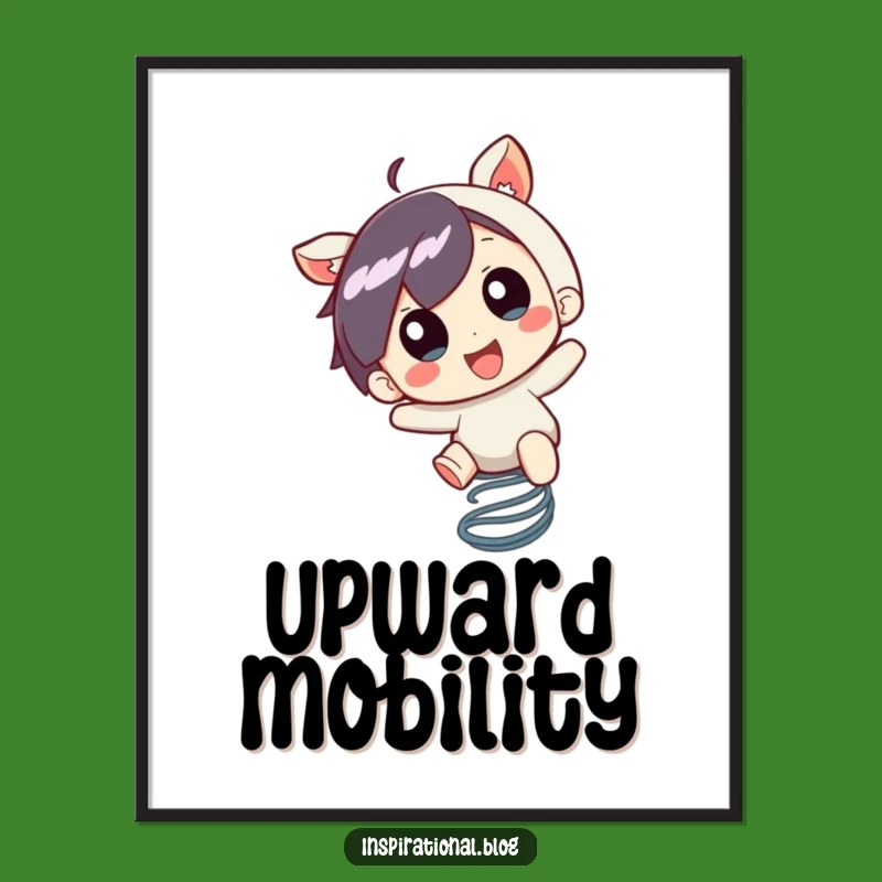 Funny Bouncing Character Poster: Wall Art of a Spring Rider's Pure Excitement