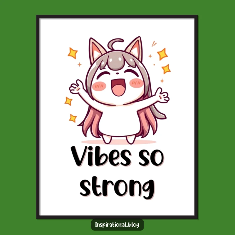 Funny Kawaii Cheering Poster - Starburst Wall Art, Perfect Funny Gift