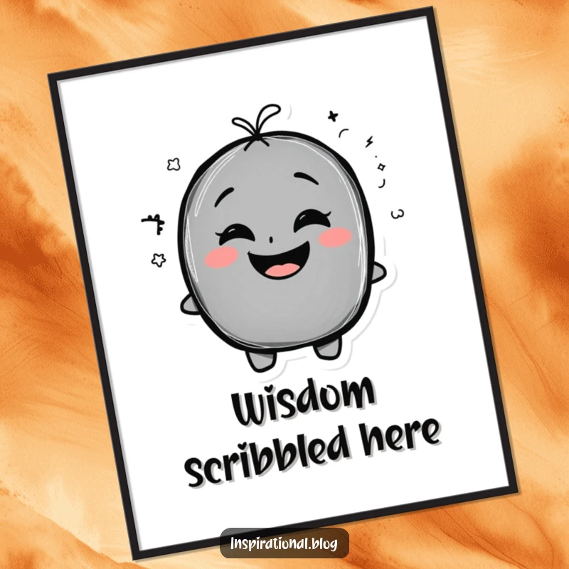 Funny Poster showcasing a chalkboard character with an exaggerated smile and a funny doodle, perfect for whimsical decor.