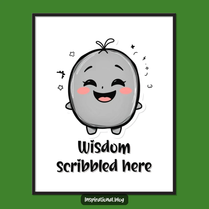 Funny Chalkboard Doodle Poster: Whimsical Art and Exaggerated Smiles