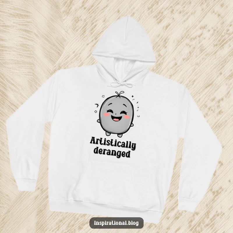 Funny Hoodie featuring a chalkboard character with an exaggerated smile and a funny doodle, offering warmth and artistic fun.