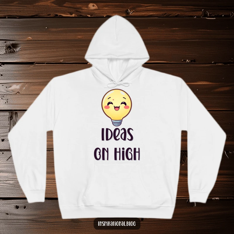 Funny hoodie featuring a joyful lightbulb character shining brightly, offering cozy comfort and a symbol of bright inspiration.