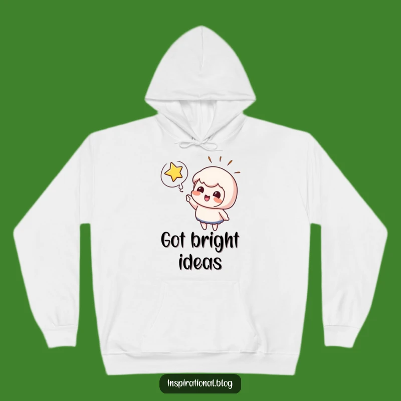 Funny Excitement Hoodie - Cute Character Points at Bursting Star Sweatshirt