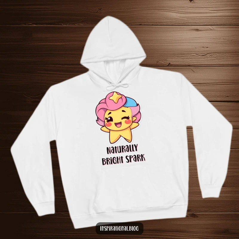 Funny Star Character winking proudly on a warm hoodie, offering comfort and a celestial dose of humor.