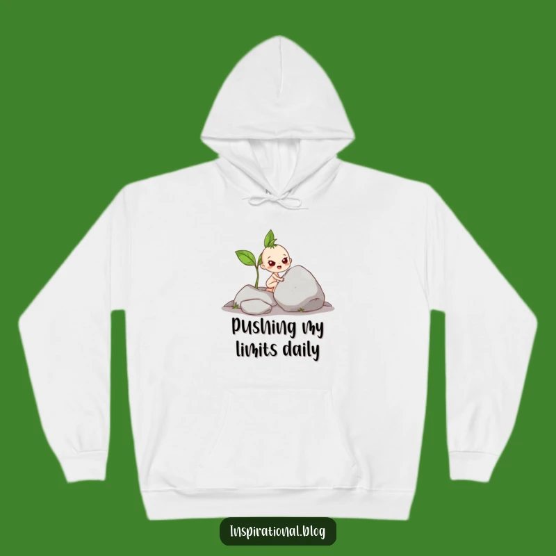 Funny Sprout Pushing Rock Hoodie - Cozy & Determined Humor Gift