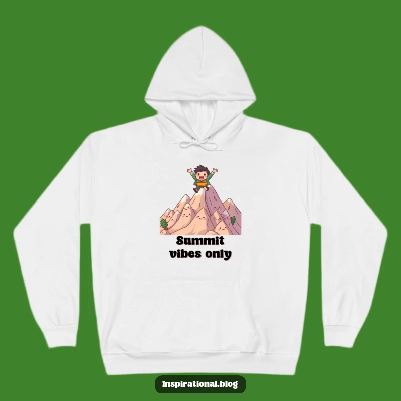 Funny Mountain Leap Hoodie - Joyful Character Leaping Over Mountains Sweatshirt