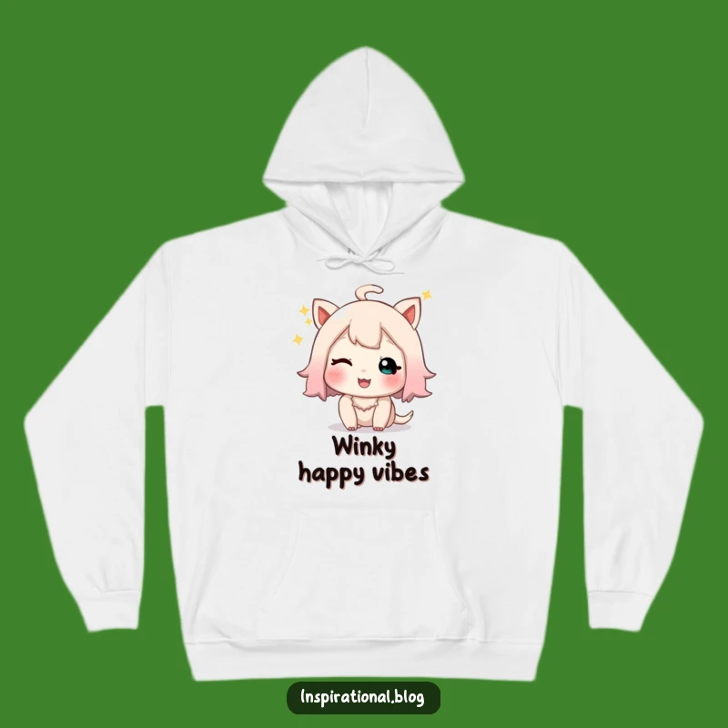 Funny Winking Character Hoodie: Cozy Sparkle and Happy Sigh Comfort Gift