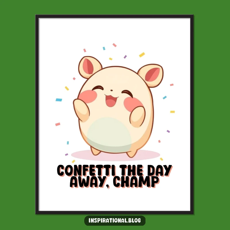 Free Printable Wall Art: Giggling Confetti Creature Humorous Downloadable Decor