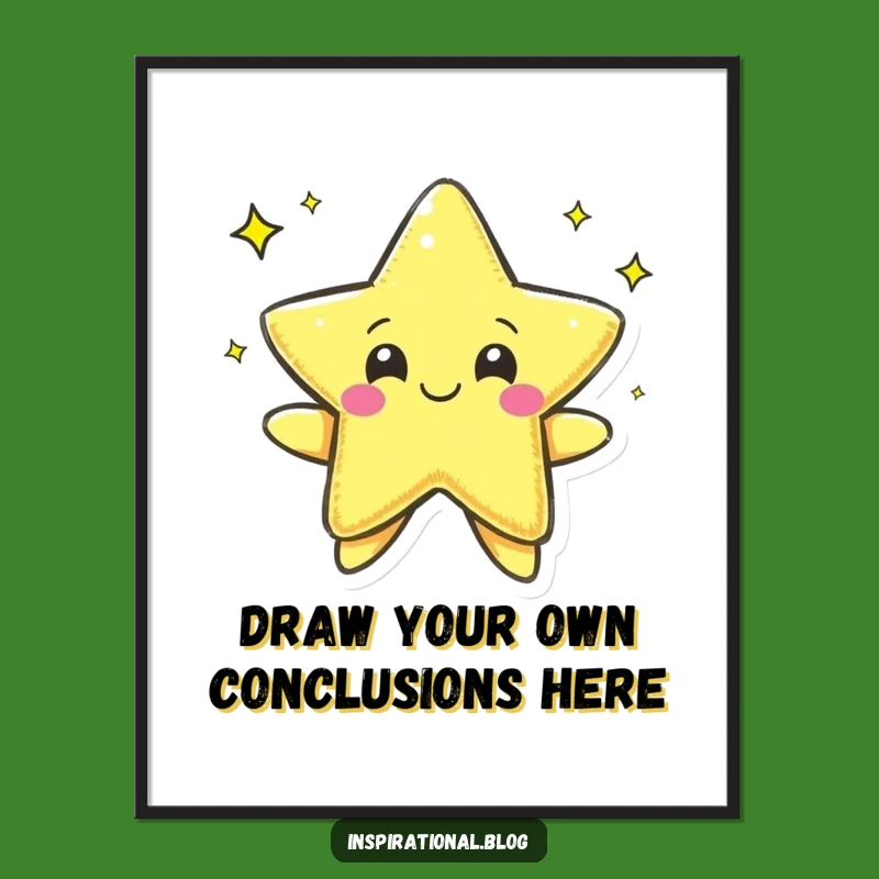 Free Printable Wall Art: Cheerful Pen Drawing Star Funny Downloadable Decor