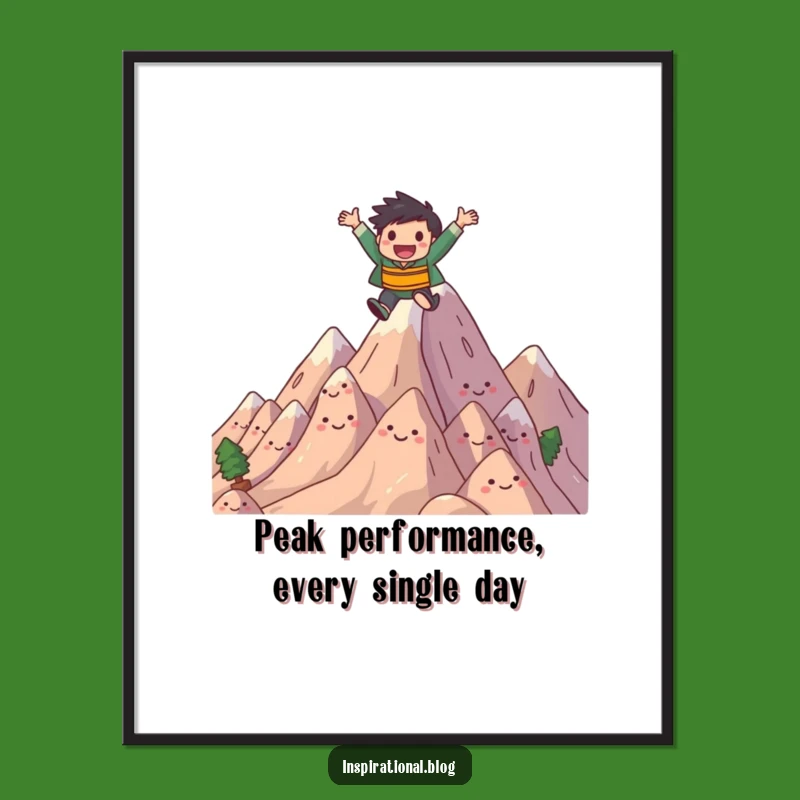 Free Printable Mountain Leap Art: Funny Joyful Character Downloadable Decor
