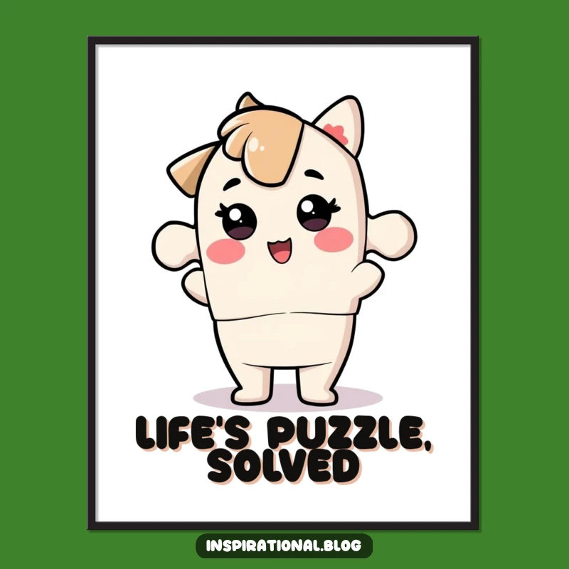 Free Printable Puzzle Piece Art - Playful Character Completing the Picture