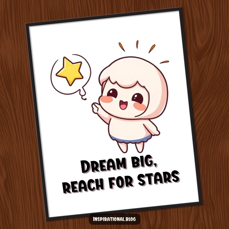 Funny Free Printable Wall Art: Adorable character excitedly pointing at a spectacular bursting star.